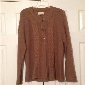 Taupe colored fit and flair cardigan